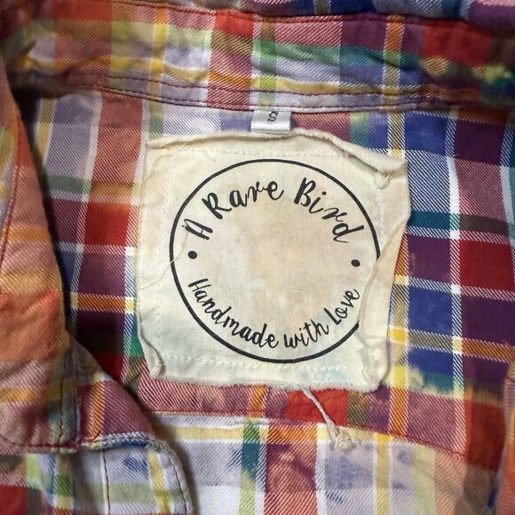 A Rare Bird Pearl Snap Plaid Shirt Dress Sz Small Rhinestone Embellished Button - Picture 4 of 6